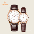 Reloj de pulsera de cuarzo de acero inoxidable de cuero para hombre de moda para mujer 70035